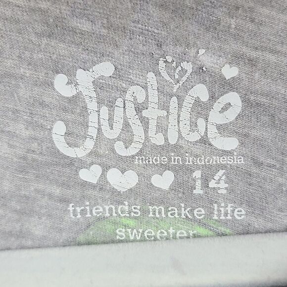 Justice Christmas Tree Girls 14 Emoji Text Bubble Holiday T-Shirt Gray Tee Shirt - Picture 10 of 10